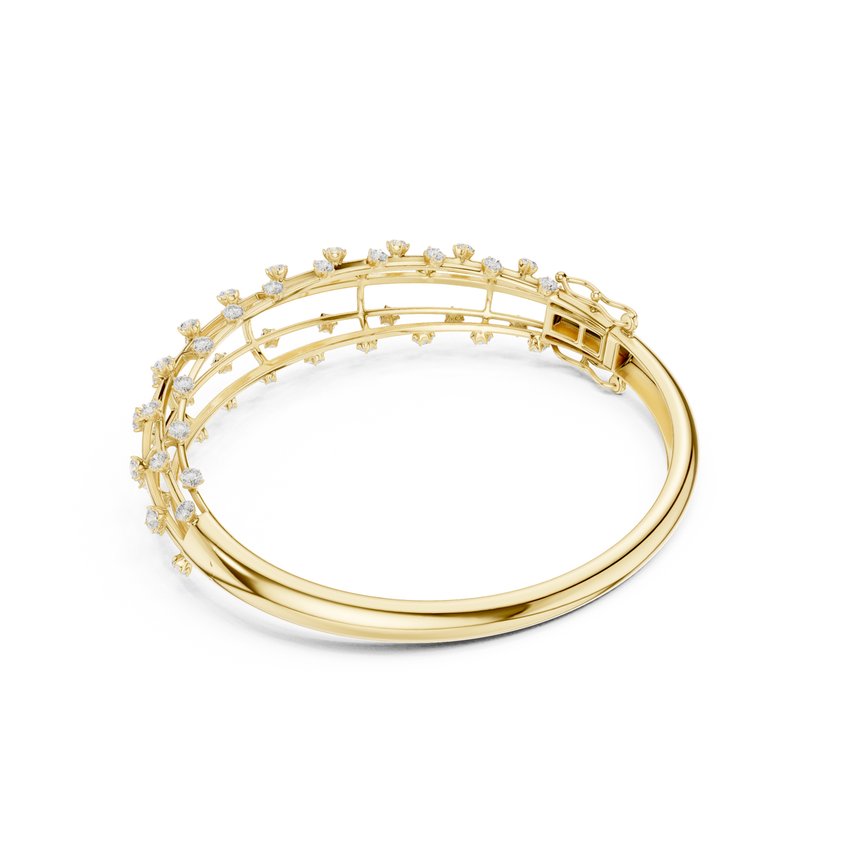Caged Scattered Diamond Bangle