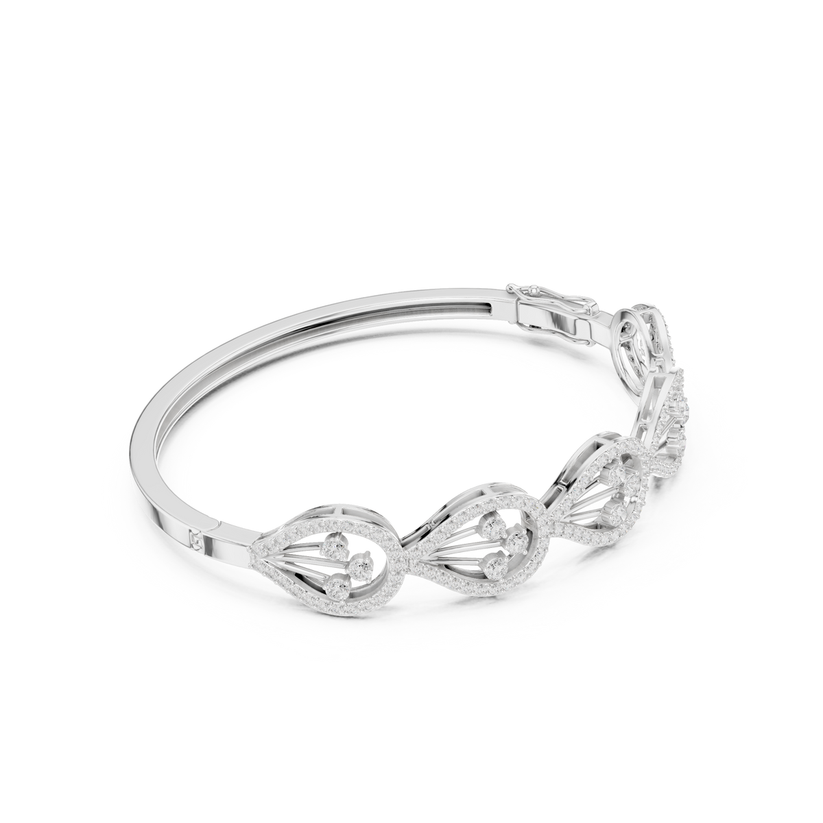 سوار صلب بحلقات باڤيه وتجمّعات ألماس in White Gold - VYKA Diamonds