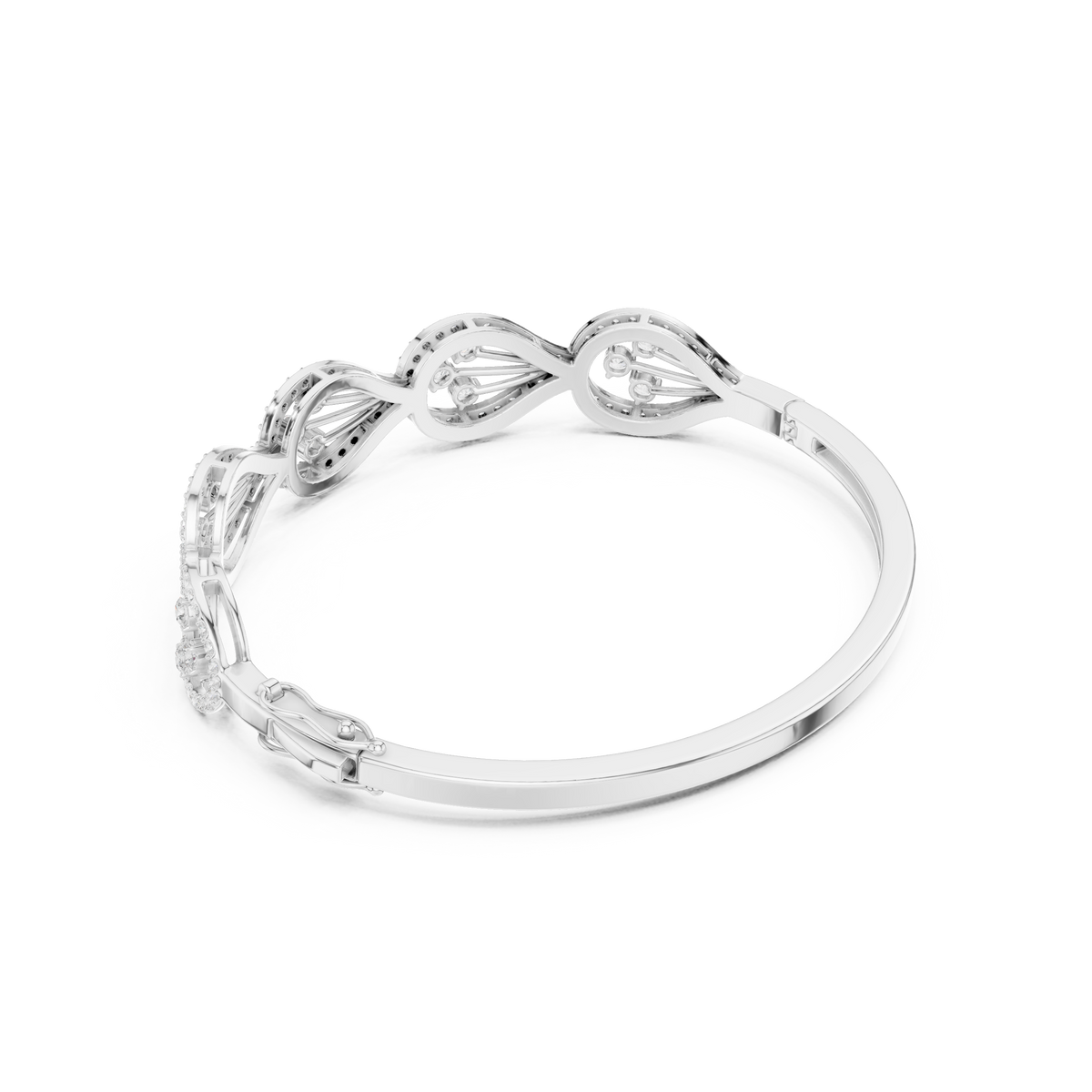 سوار صلب بحلقات باڤيه وتجمّعات ألماس in White Gold - VYKA Diamonds