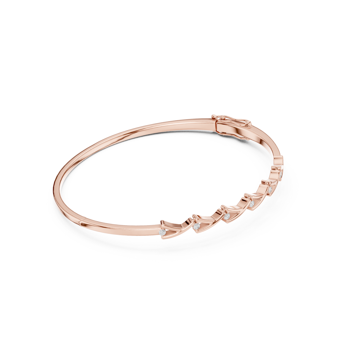 سوار صلب ذهبي بألماس على شكل V in Rose Gold - VYKA Diamonds