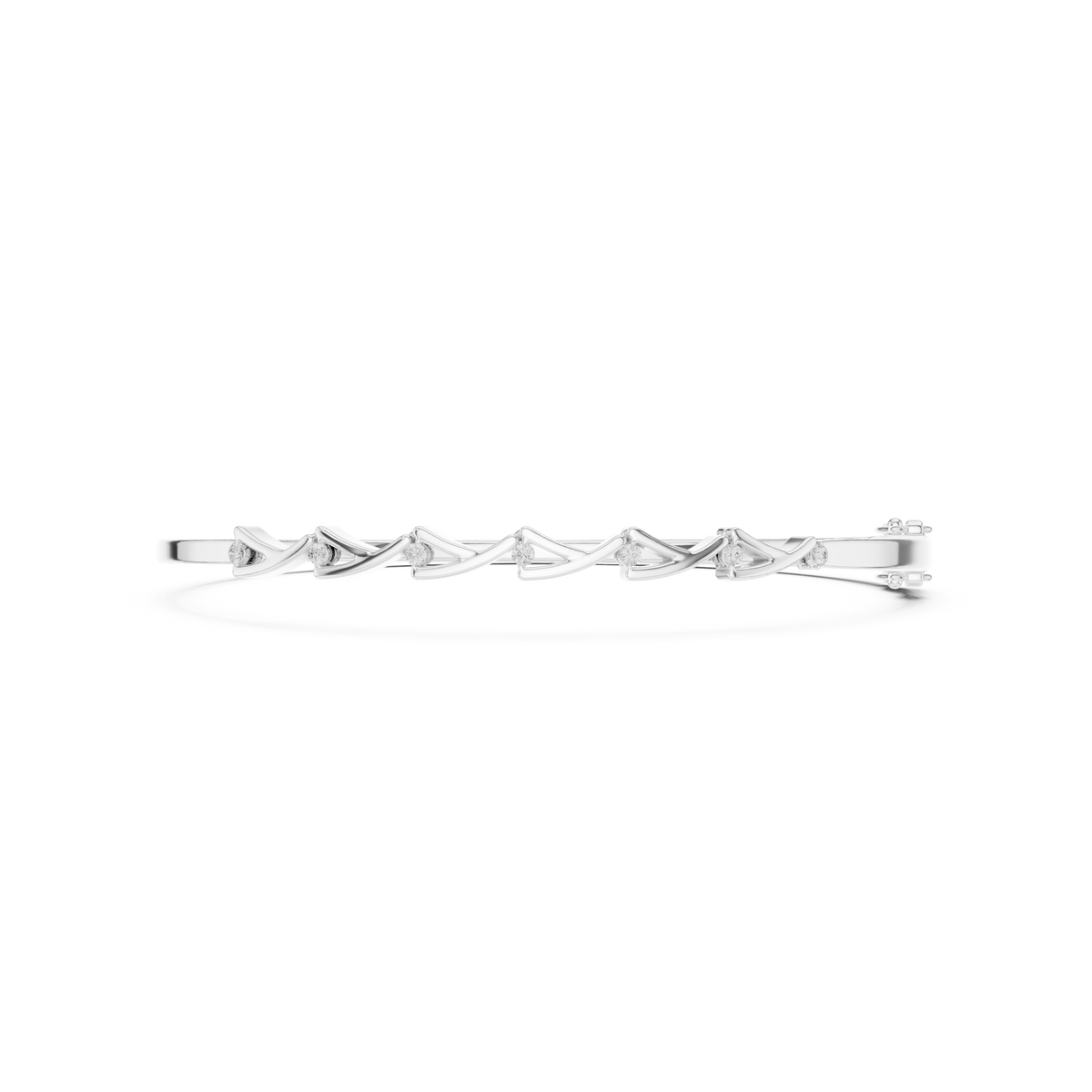 سوار صلب ذهبي بألماس على شكل V in White Gold - VYKA Diamonds