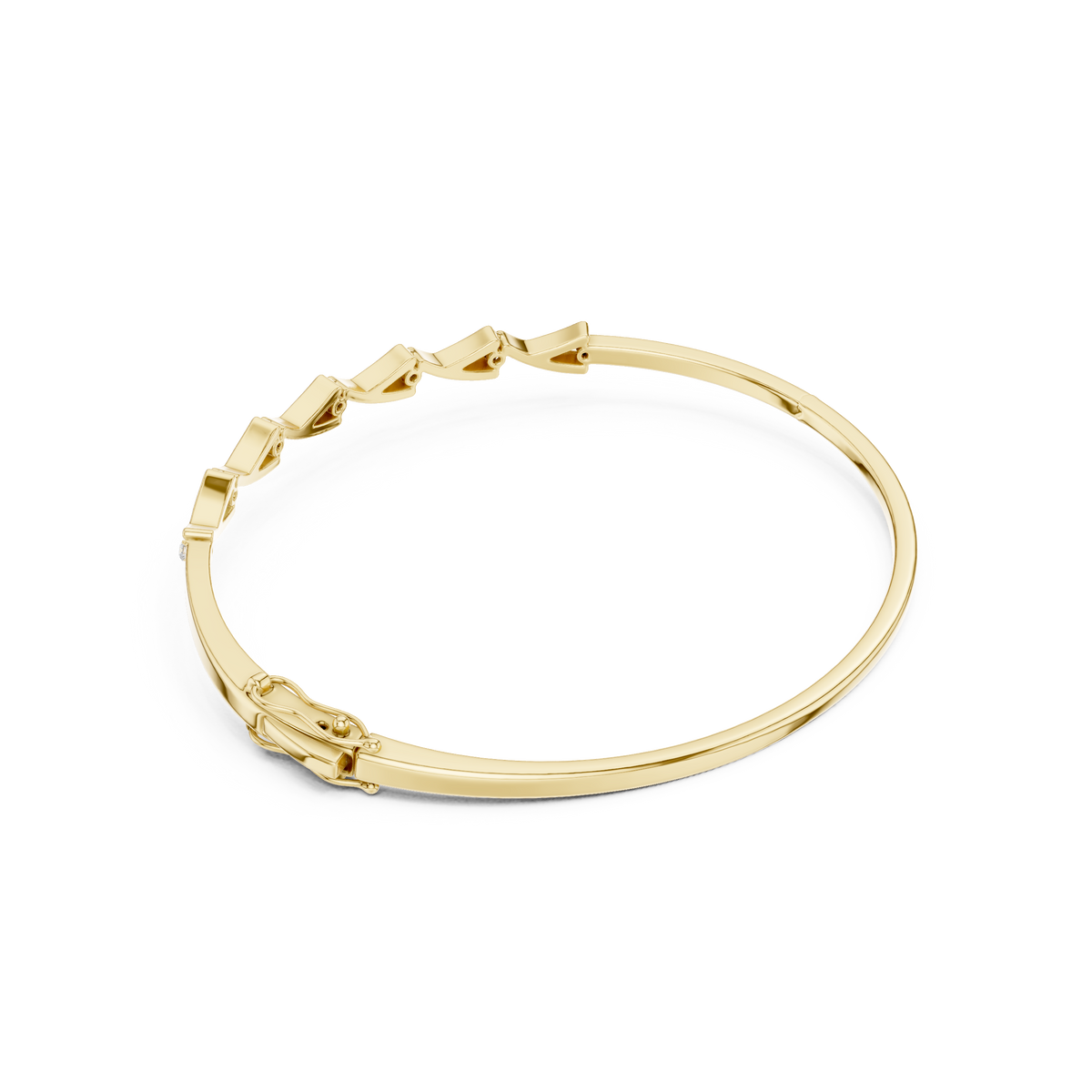 Gold Chevron Diamond Bangle