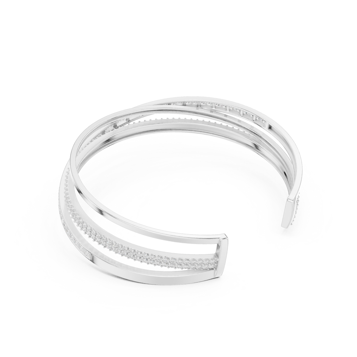 Crossover Channel Diamond Cuff Bangle