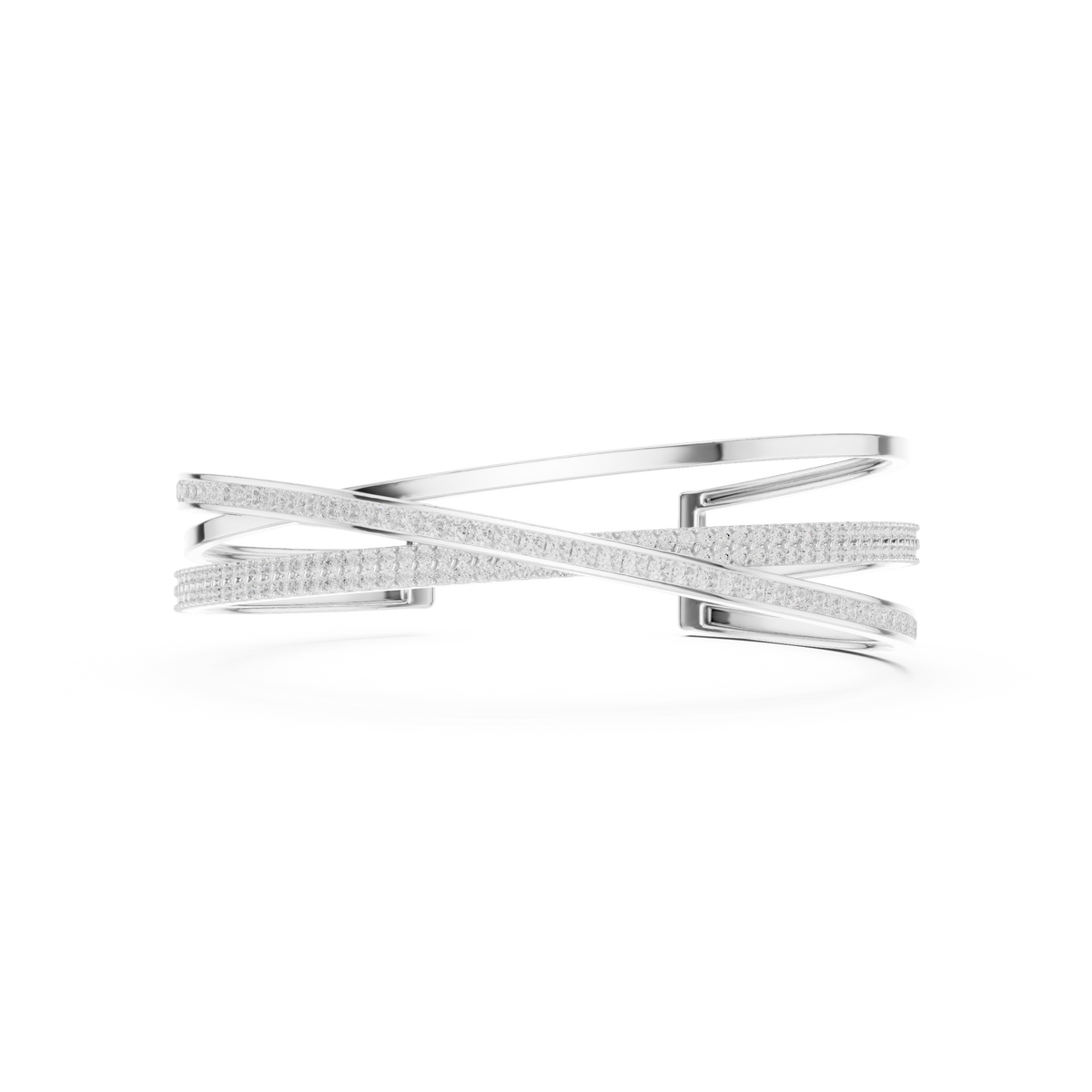 Crossover Channel Diamond Cuff Bangle