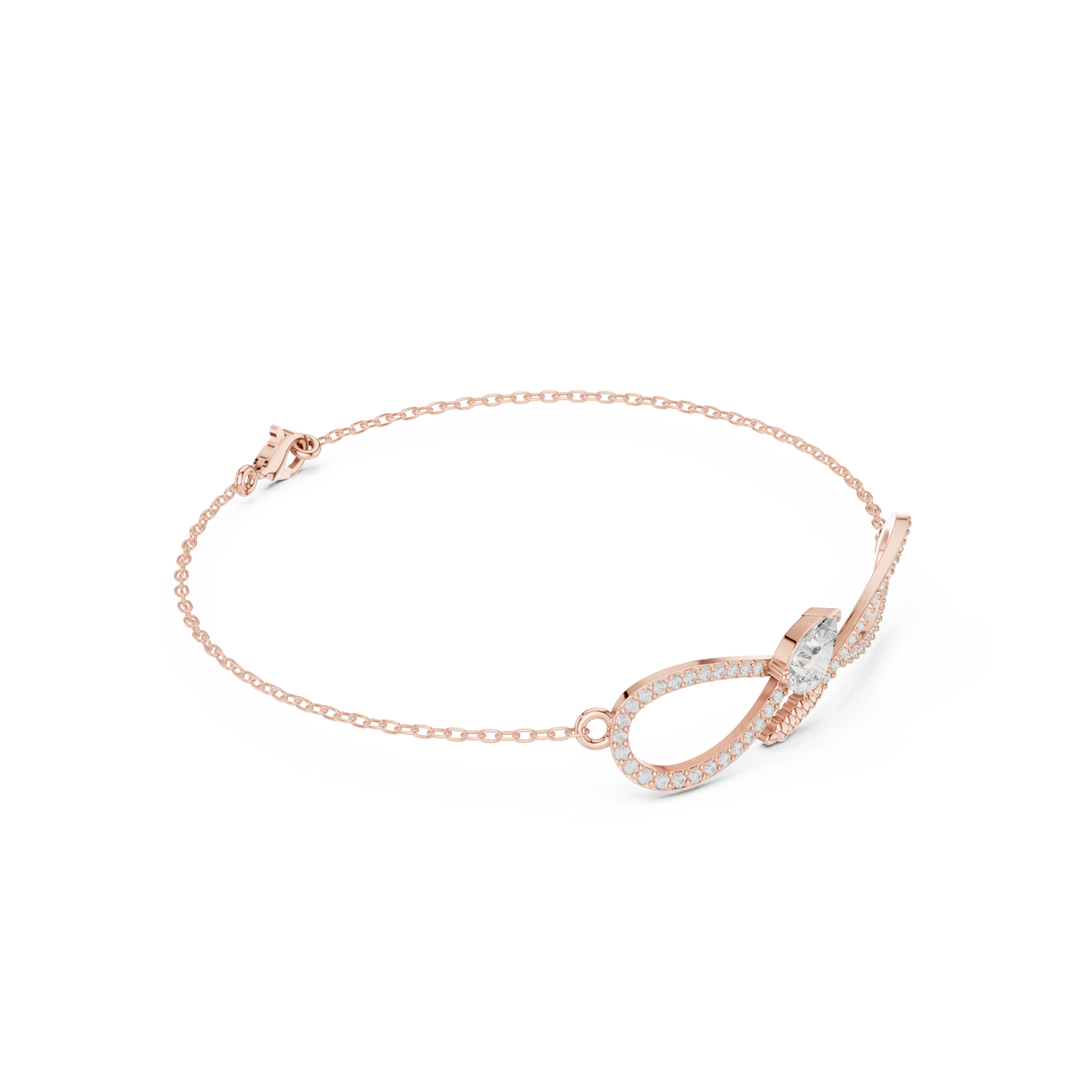 سوار سلسلة إنفينيتي بألماس باڤيه وكمثرى in Rose Gold - VYKA Diamonds