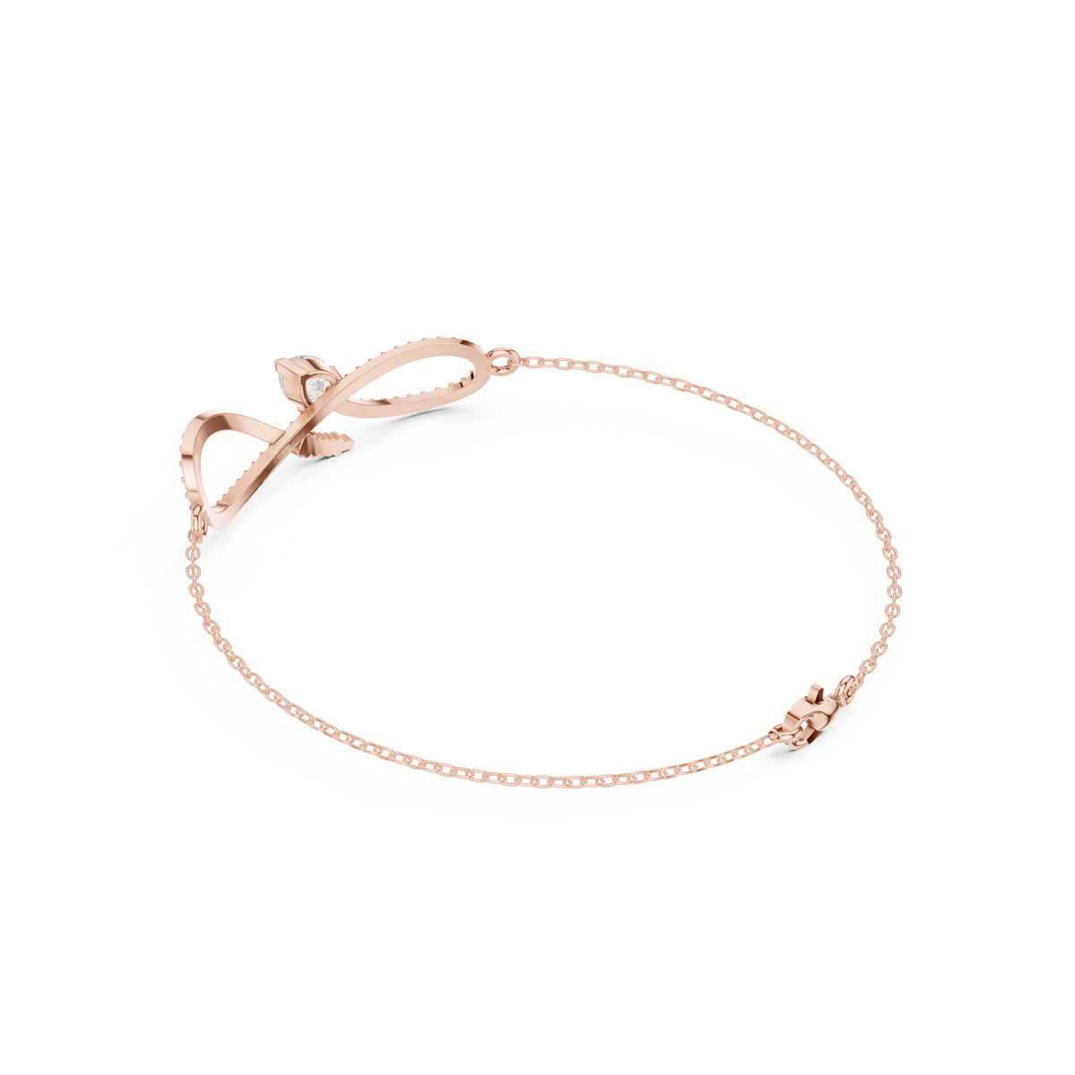Pave Infinity Pear Diamond Chain Bracelet