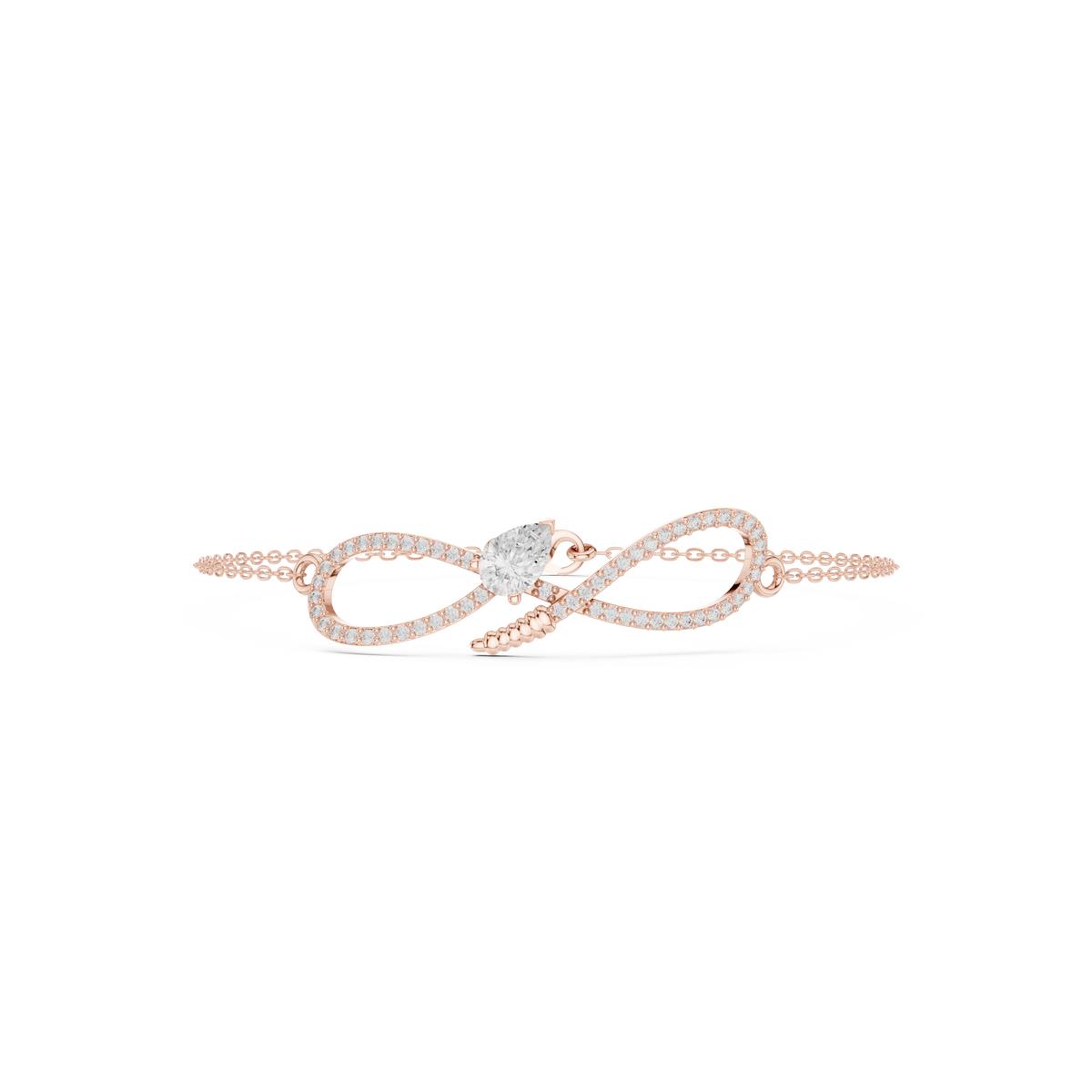 Pave Infinity Pear Diamond Chain Bracelet