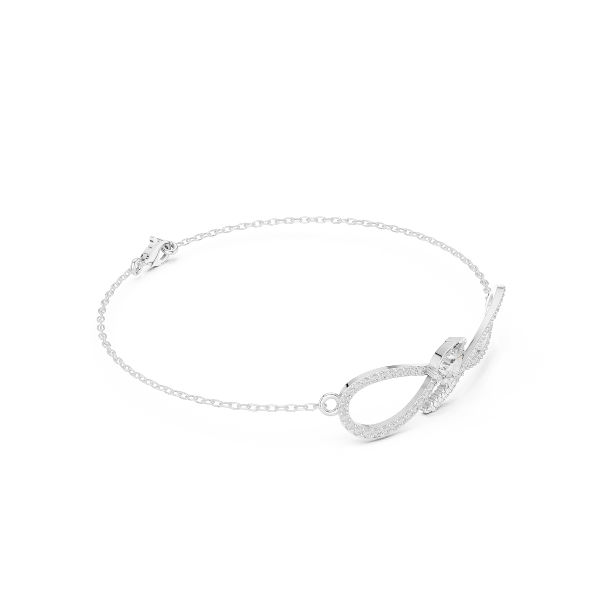 Pave Infinity Pear Diamond Chain Bracelet
