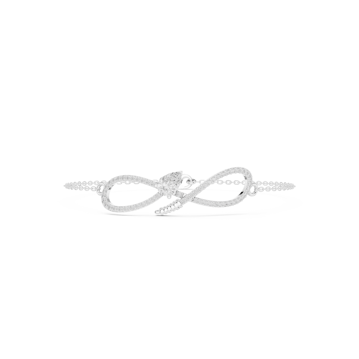 سوار سلسلة إنفينيتي بألماس باڤيه وكمثرى in White Gold - VYKA Diamonds