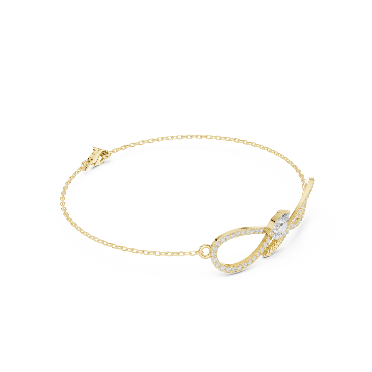 Pave Infinity Pear Diamond Chain Bracelet