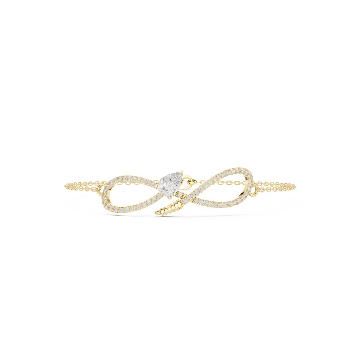 Pave Infinity Pear Diamond Chain Bracelet