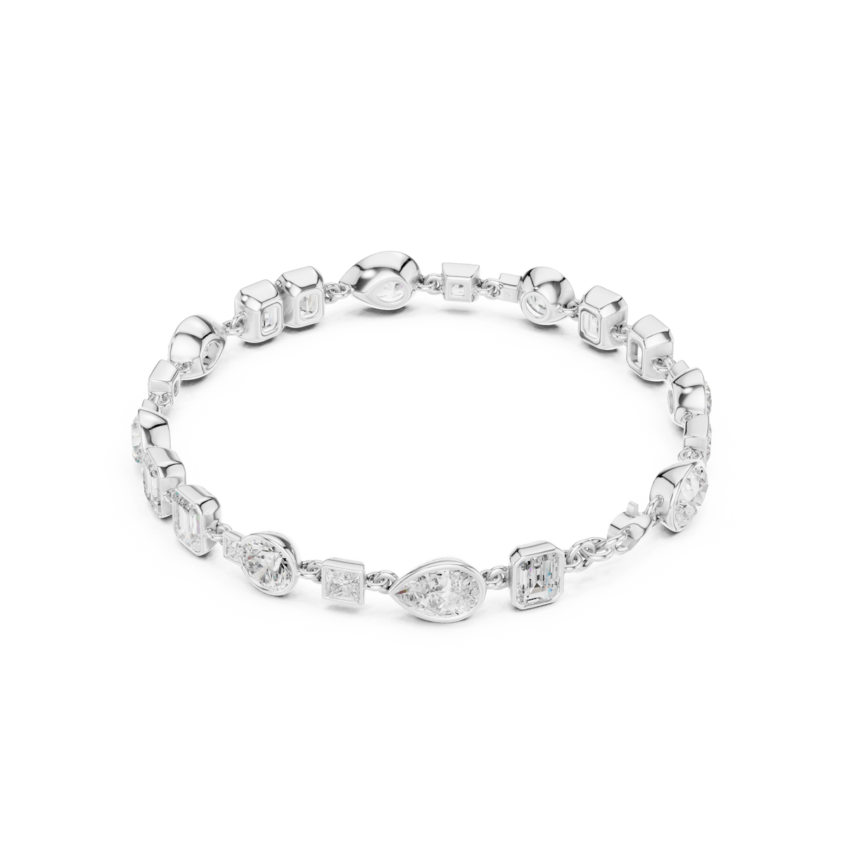 سوار بألماس متنوع القطع بإطار محيط in White Gold - VYKA Diamonds