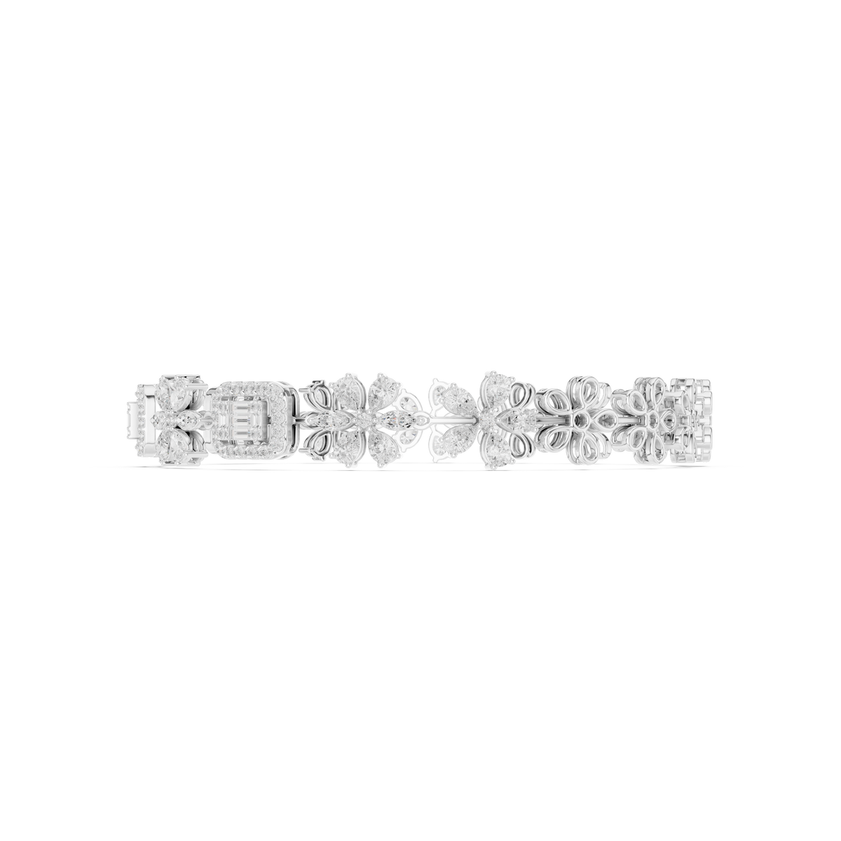 سوار بزهور ماركيز وهالة باغيت in White Gold - VYKA Diamonds