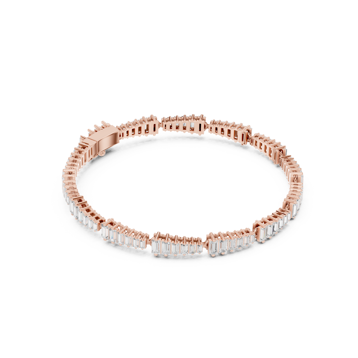 سوار تنس بألماس باغيت متدرّج in Rose Gold - VYKA Diamonds