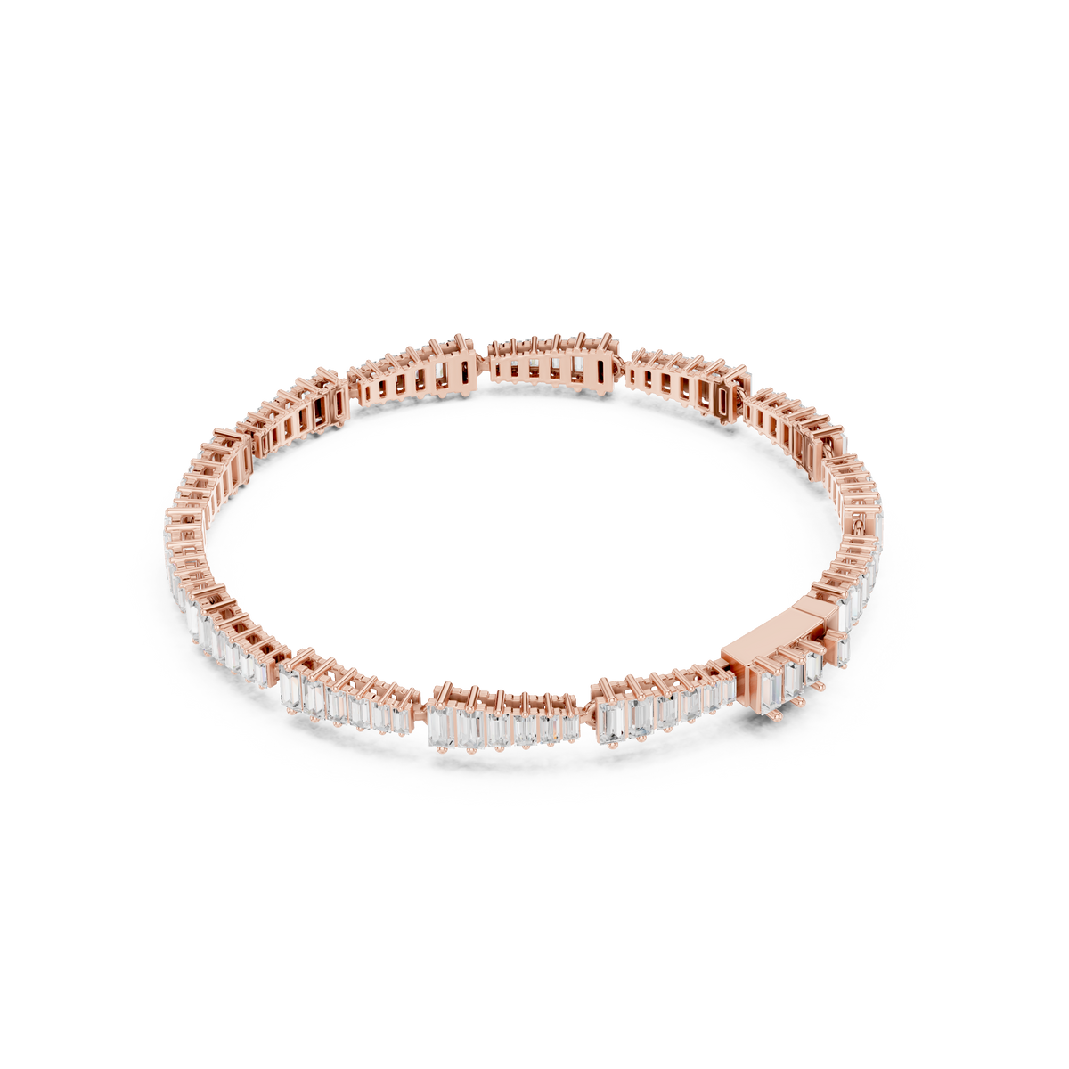 سوار تنس بألماس باغيت متدرّج in Rose Gold - VYKA Diamonds
