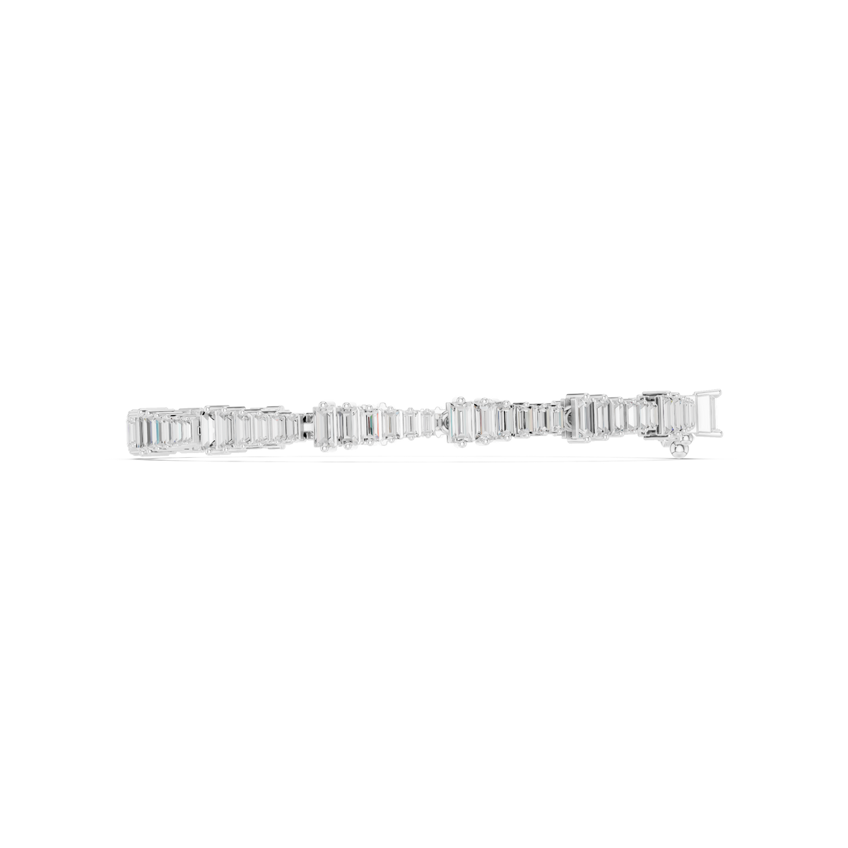 سوار تنس بألماس باغيت متدرّج in White Gold - VYKA Diamonds