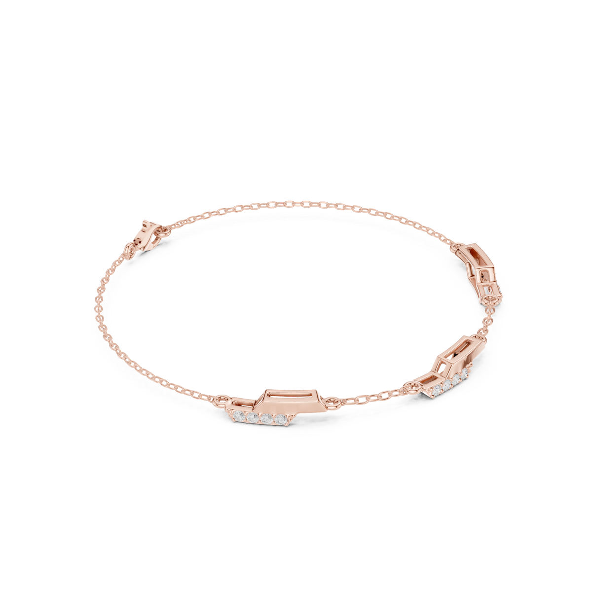 Pave Bar Station Chain Bracelet