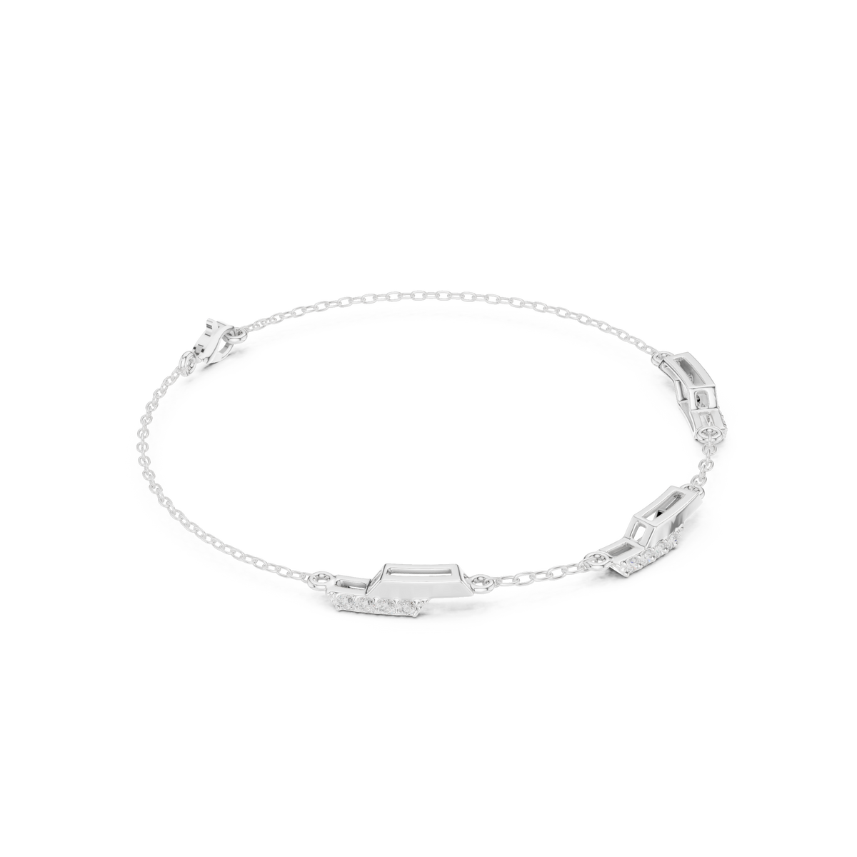 Pave Bar Station Chain Bracelet