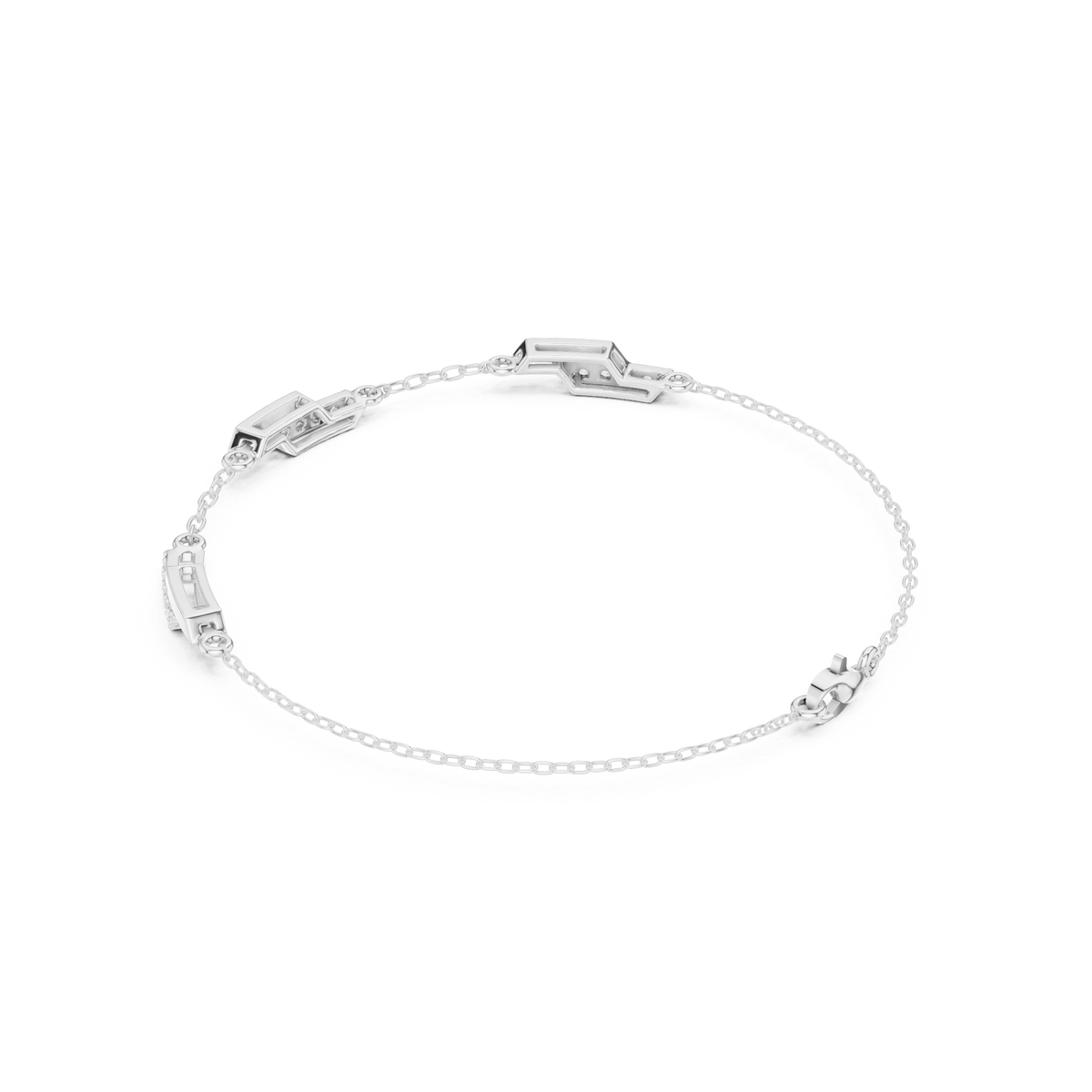 سوار سلسلة بمحطات قضبان باڤيه in White Gold - VYKA Diamonds