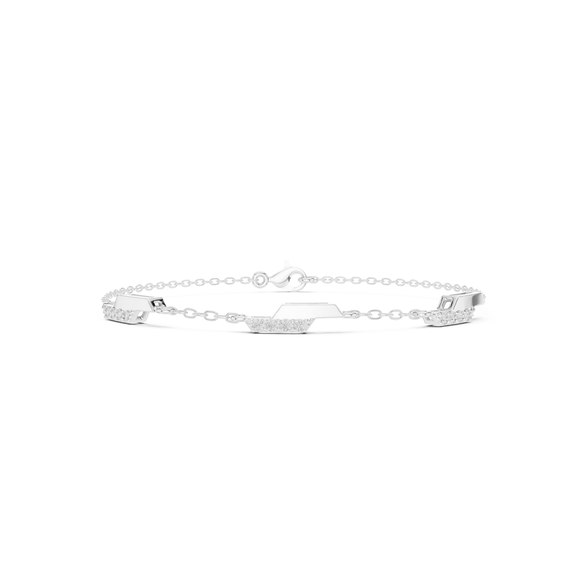 سوار سلسلة بمحطات قضبان باڤيه in White Gold - VYKA Diamonds