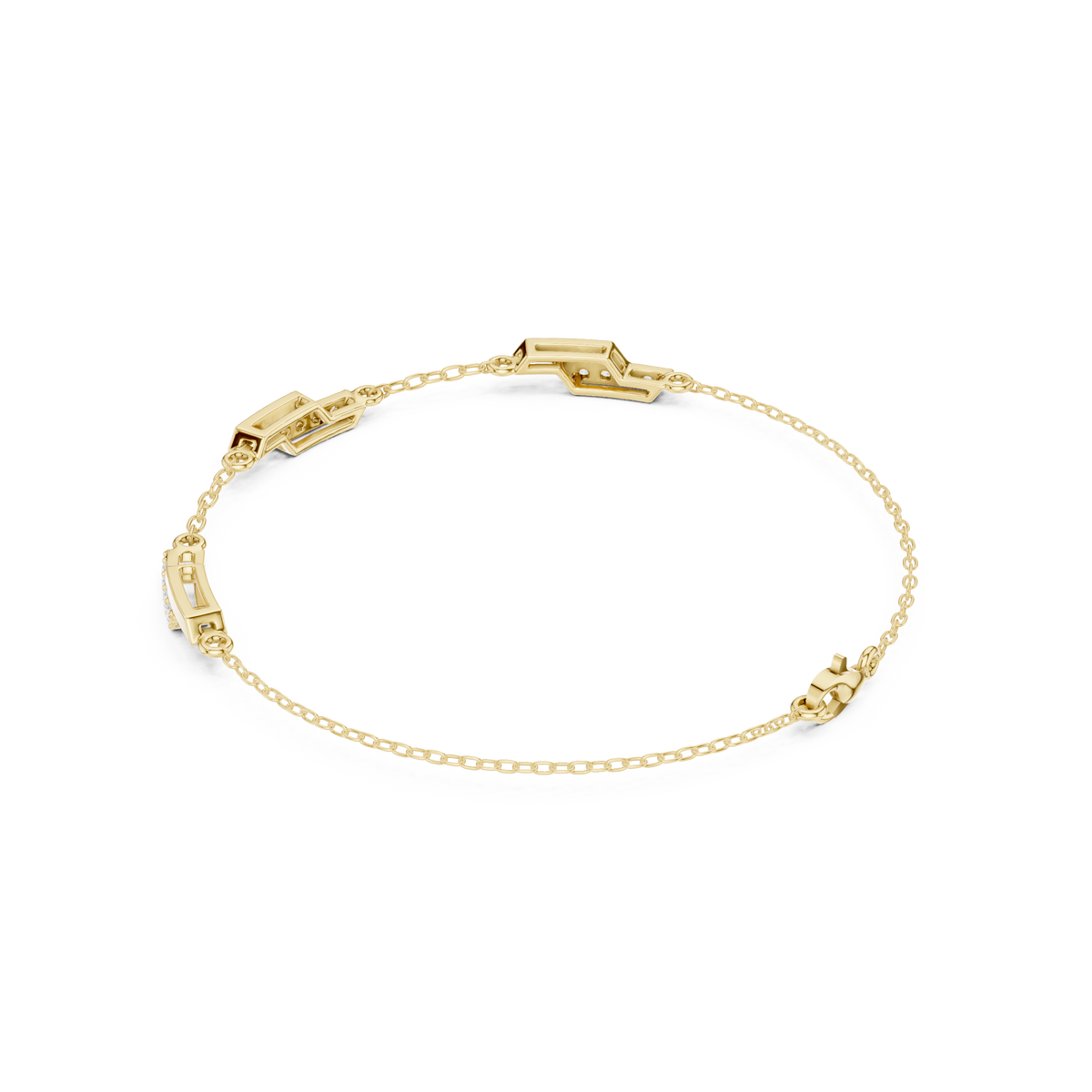 Pave Bar Station Chain Bracelet