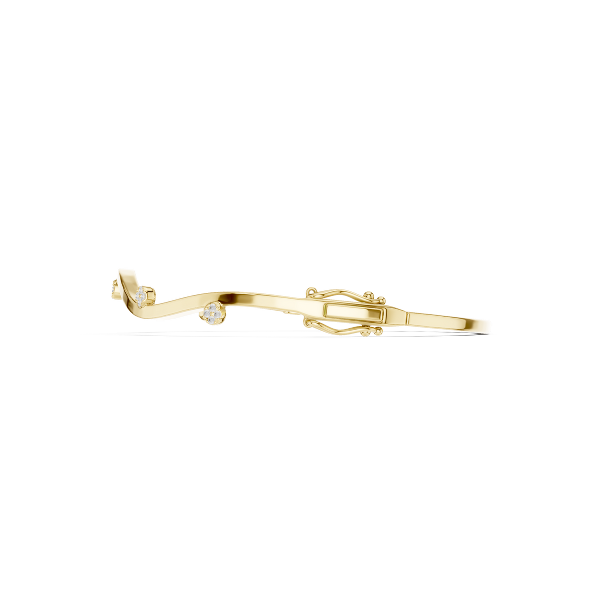 Wave Gold Diamond Station Bangle