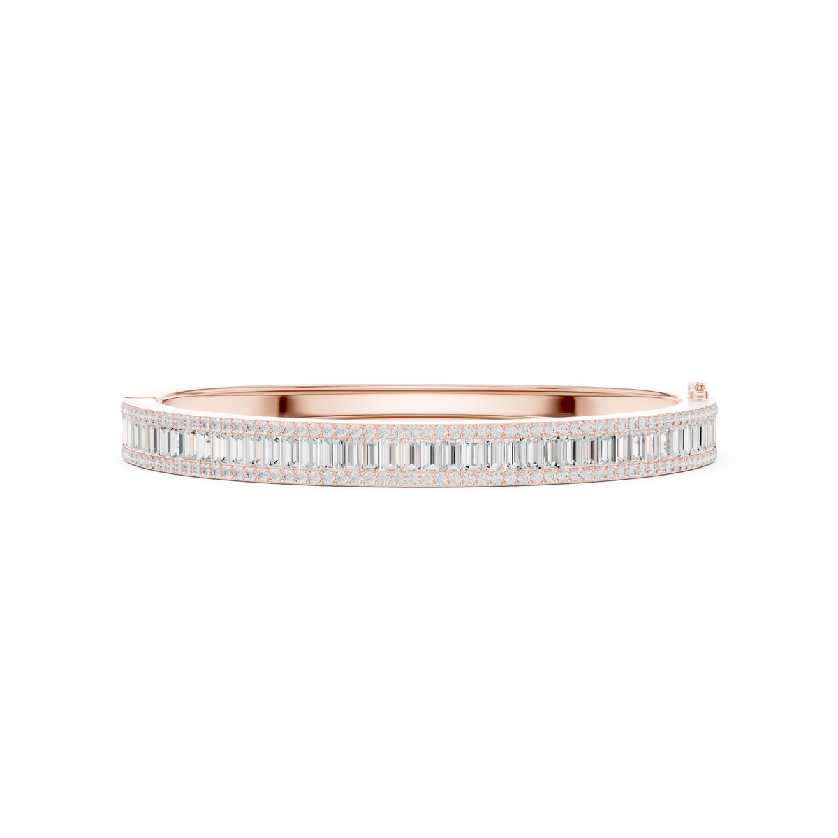 سوار صلب بالألماس باڤيه وباغيت بترصيع القناة in Rose Gold - VYKA Diamonds