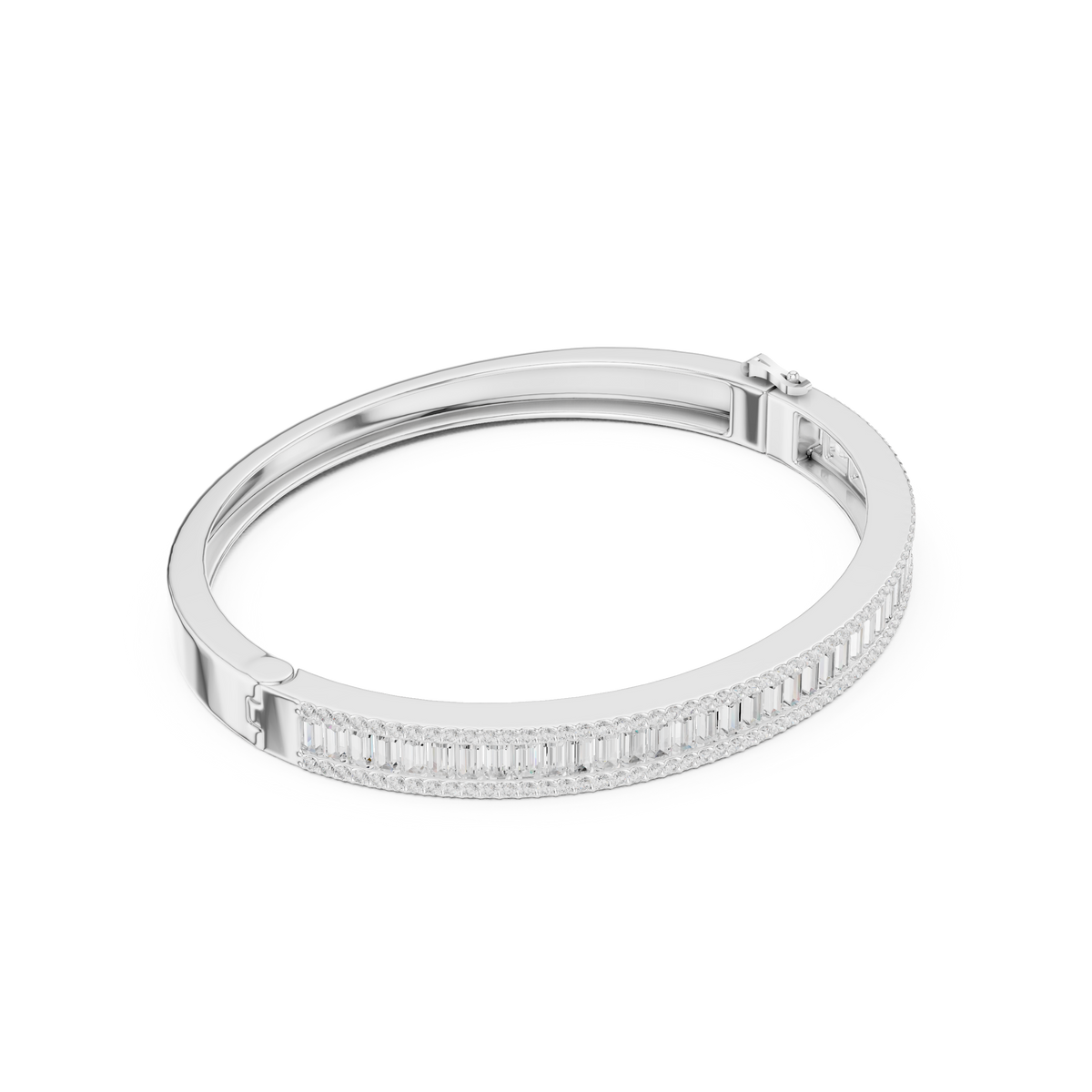 سوار صلب بالألماس باڤيه وباغيت بترصيع القناة in White Gold - VYKA Diamonds