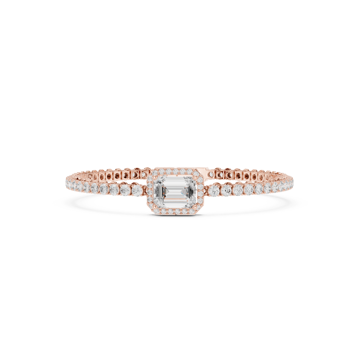سوار تنس بألماس إمرلد بهالة in Rose Gold - VYKA Diamonds