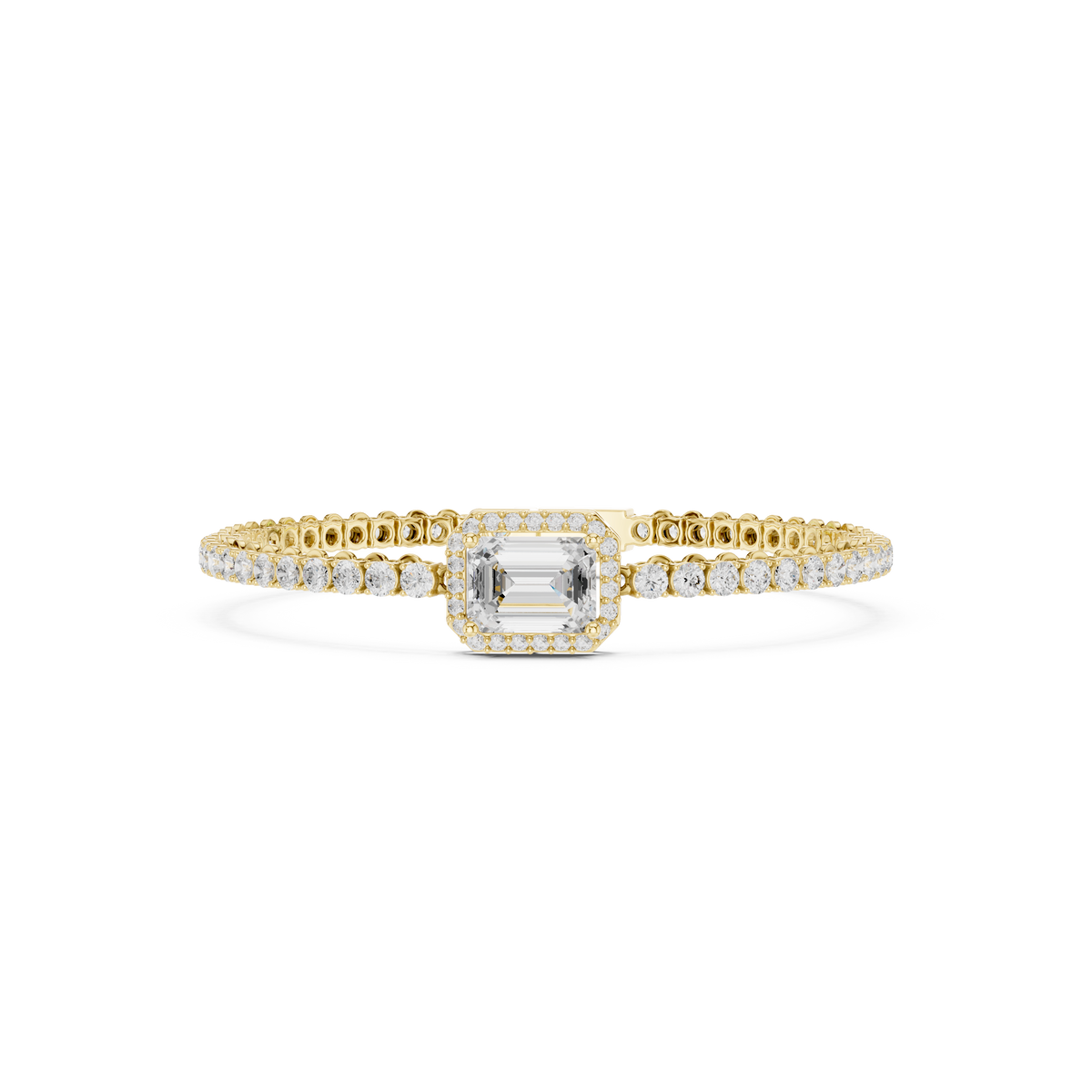 سوار تنس بألماس إمرلد بهالة in Yellow Gold - VYKA Diamonds