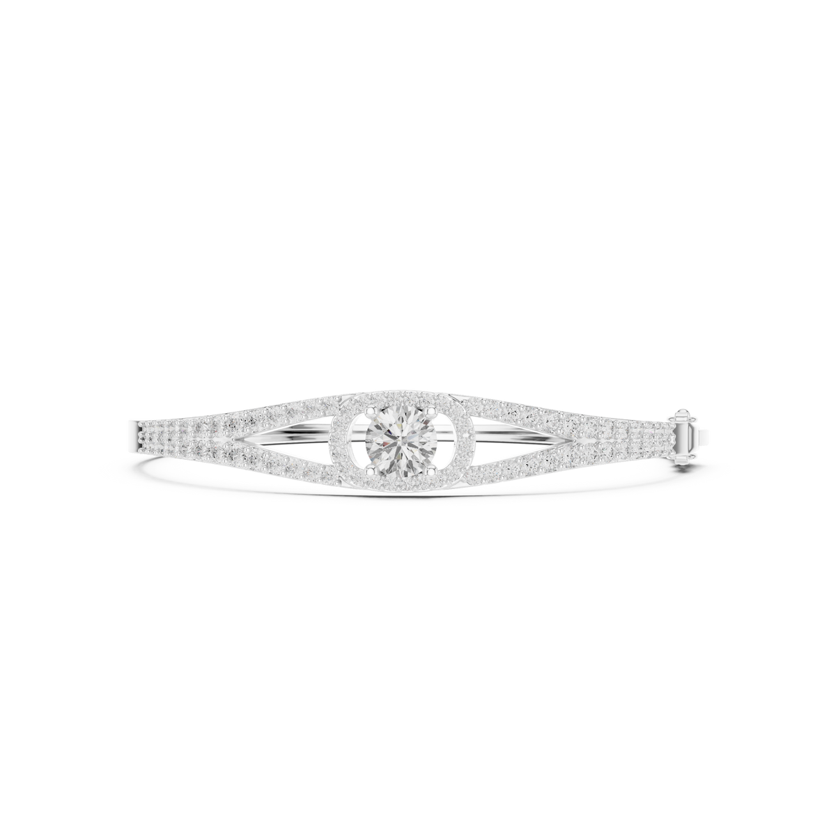 سوار صلب بألماس باڤيه مستدير بهالة in White Gold - VYKA Diamonds