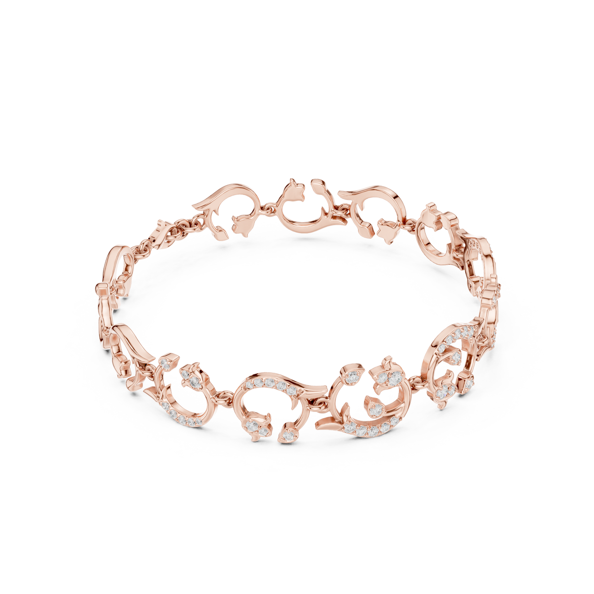 سوار بحلقات مزخرفة بالألماس in Rose Gold - VYKA Diamonds