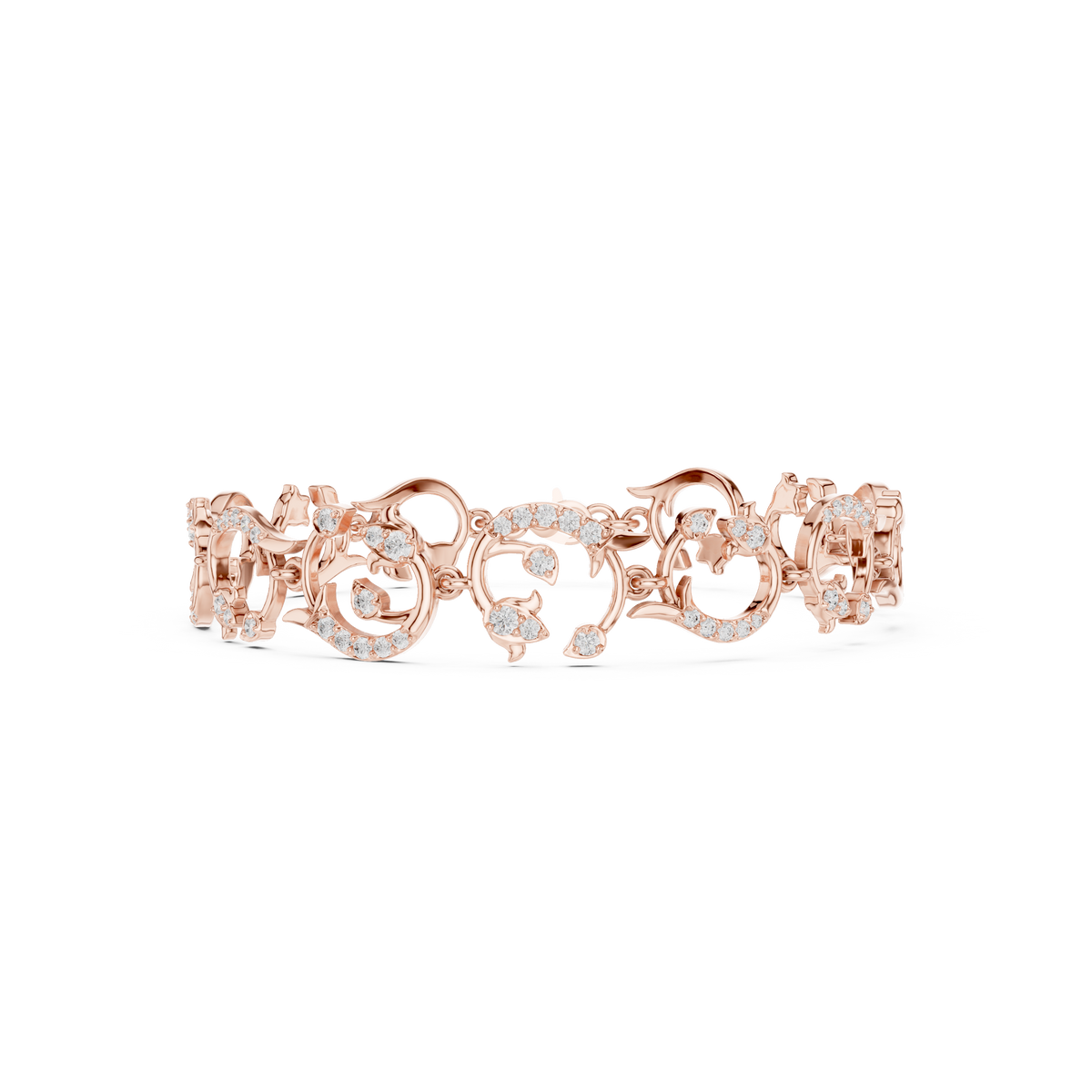 Scroll Link Diamond Bracelet