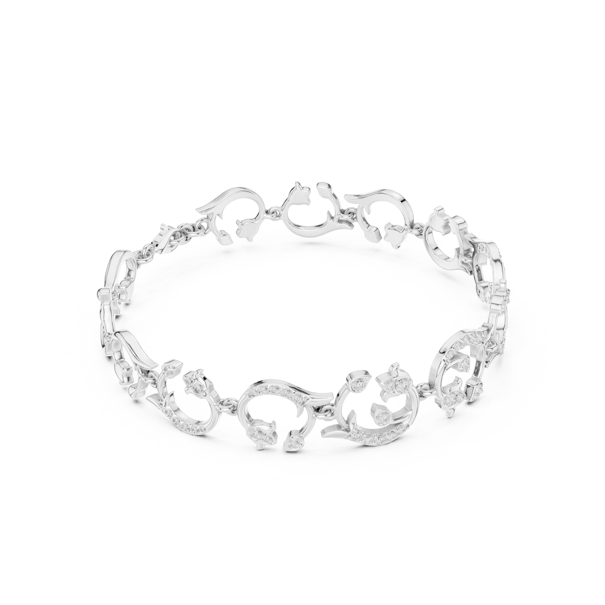 سوار بحلقات مزخرفة بالألماس in White Gold - VYKA Diamonds