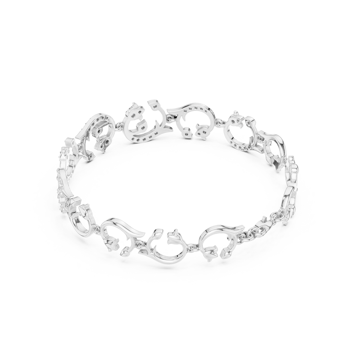 سوار بحلقات مزخرفة بالألماس in White Gold - VYKA Diamonds
