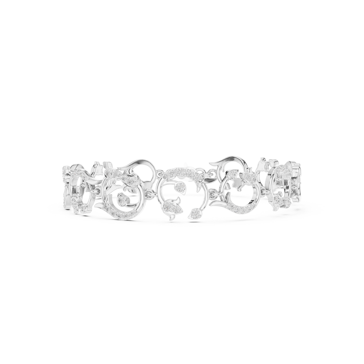 Scroll Link Diamond Bracelet