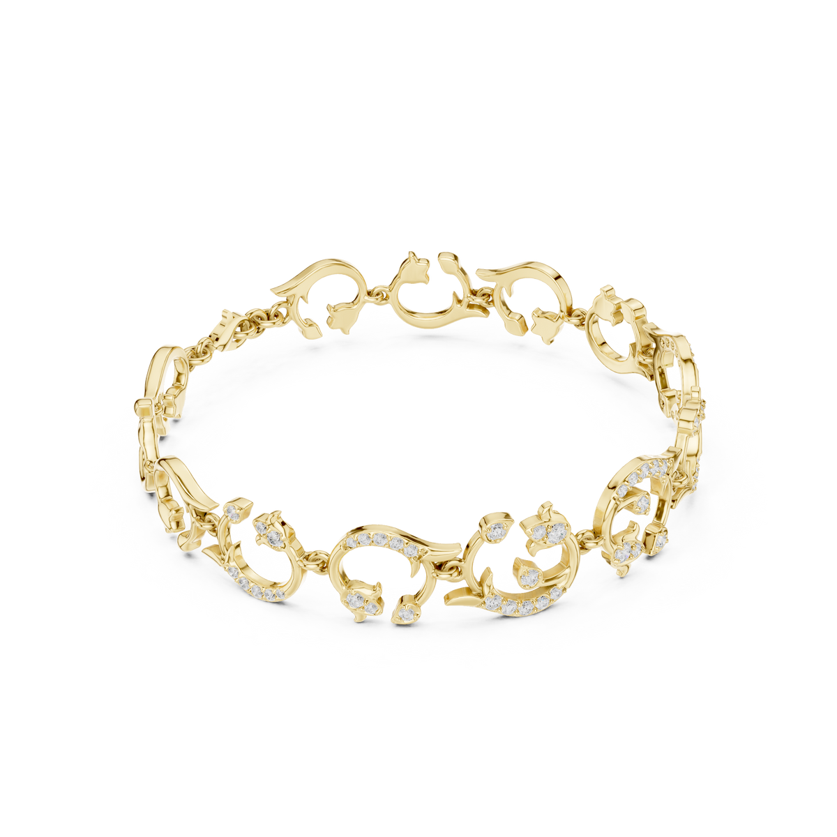 سوار بحلقات مزخرفة بالألماس in Yellow Gold - VYKA Diamonds