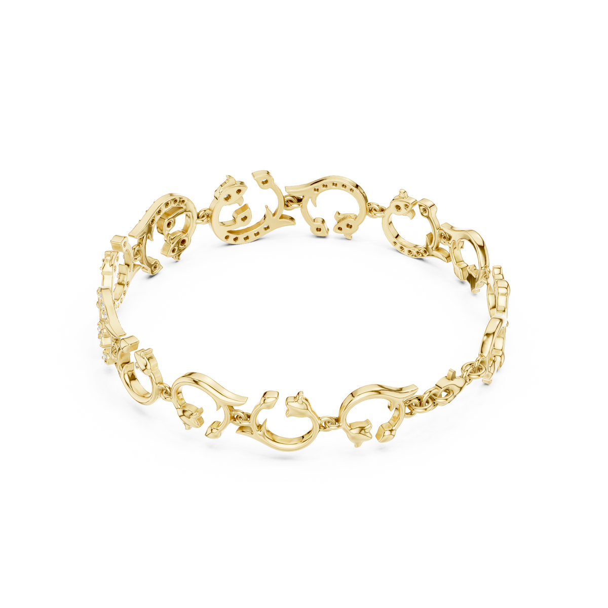سوار بحلقات مزخرفة بالألماس in Yellow Gold - VYKA Diamonds