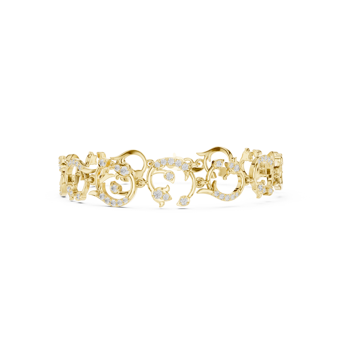 سوار بحلقات مزخرفة بالألماس in Yellow Gold - VYKA Diamonds