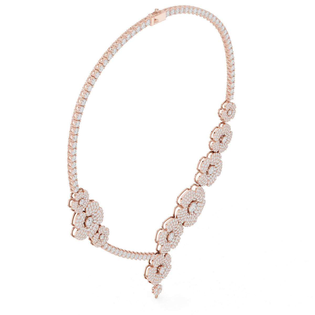 Pave Flower Diamond Statement Necklace