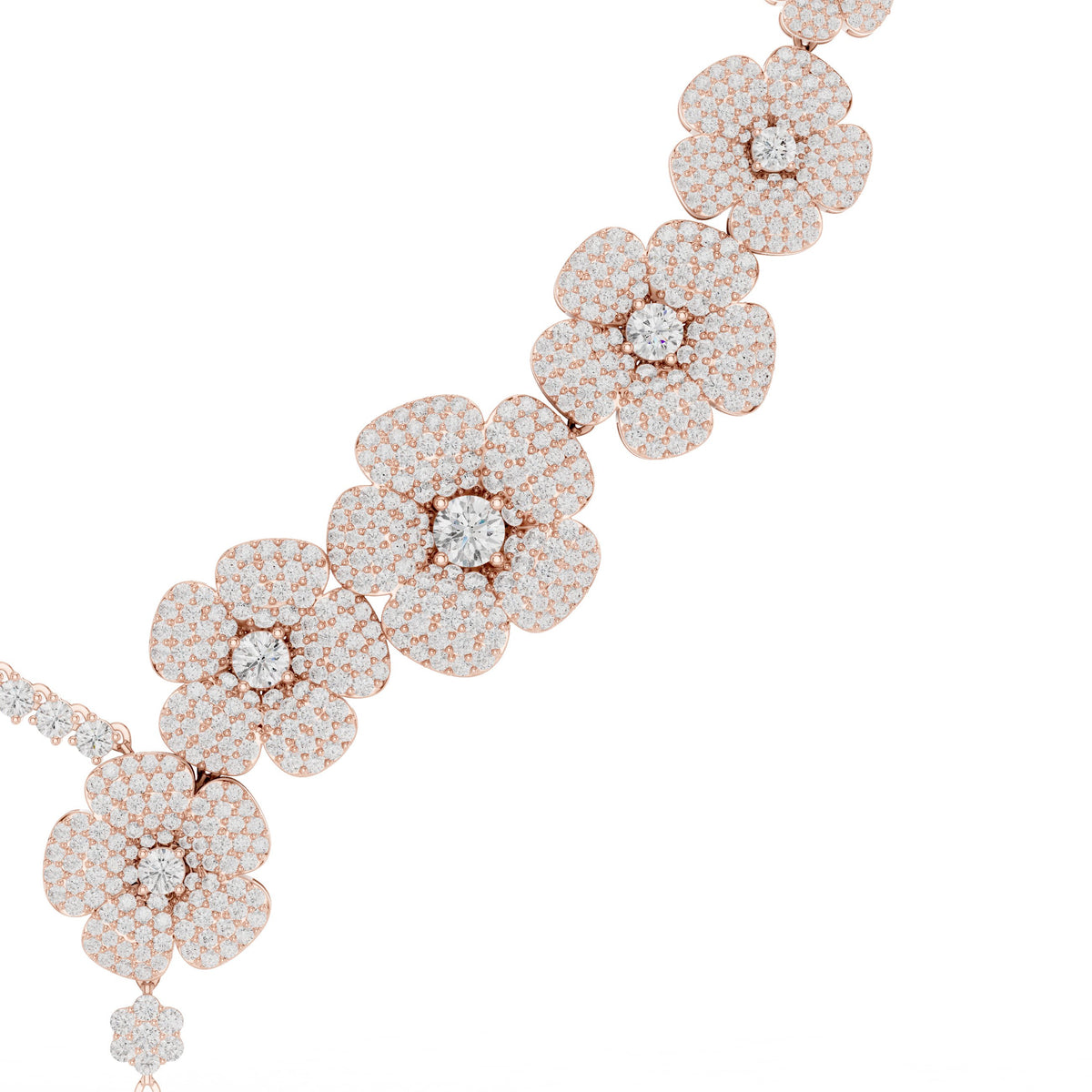 عقد لافت بزهرة من ألماس الباڤيه in Rose Gold - VYKA Diamonds
