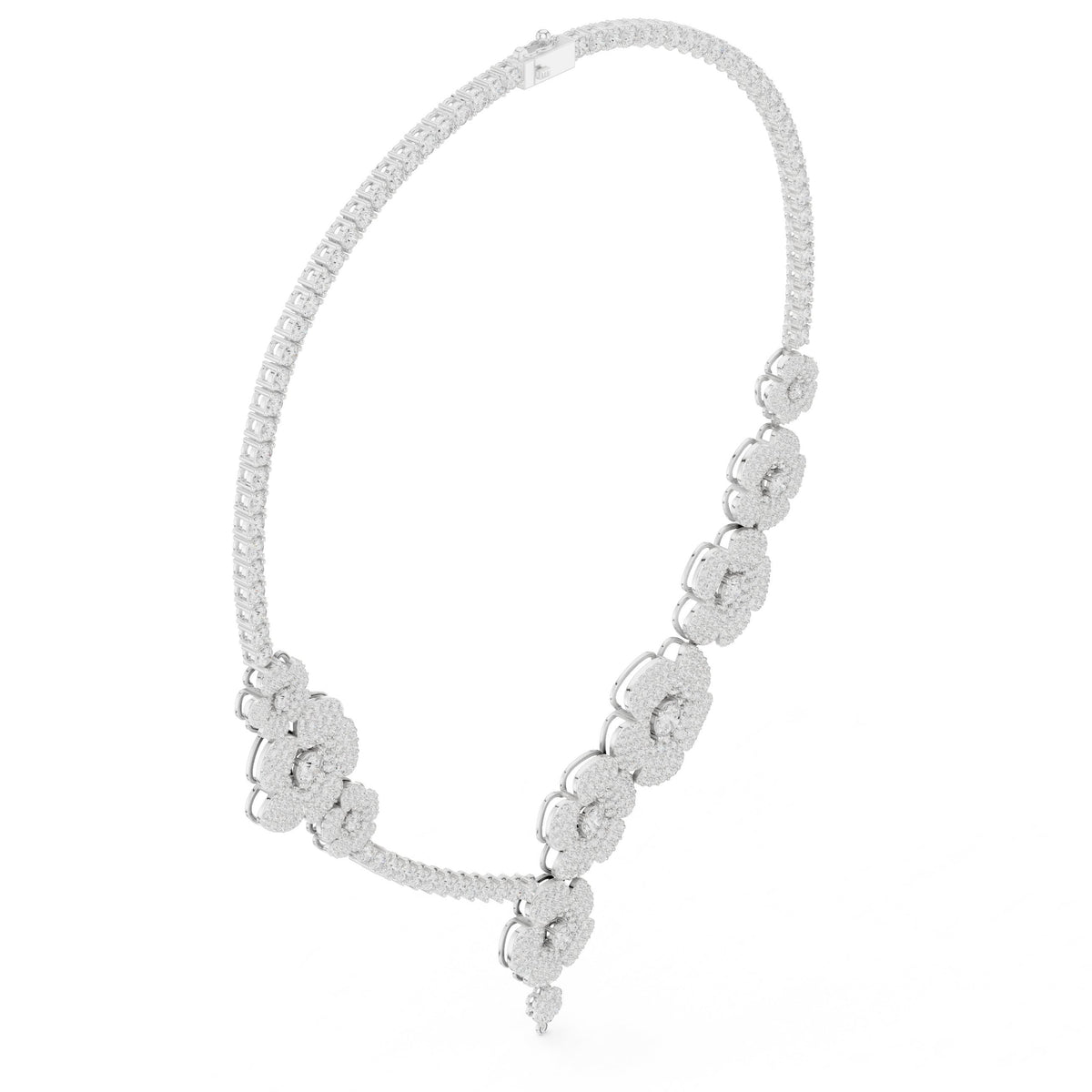 Pave Flower Diamond Statement Necklace