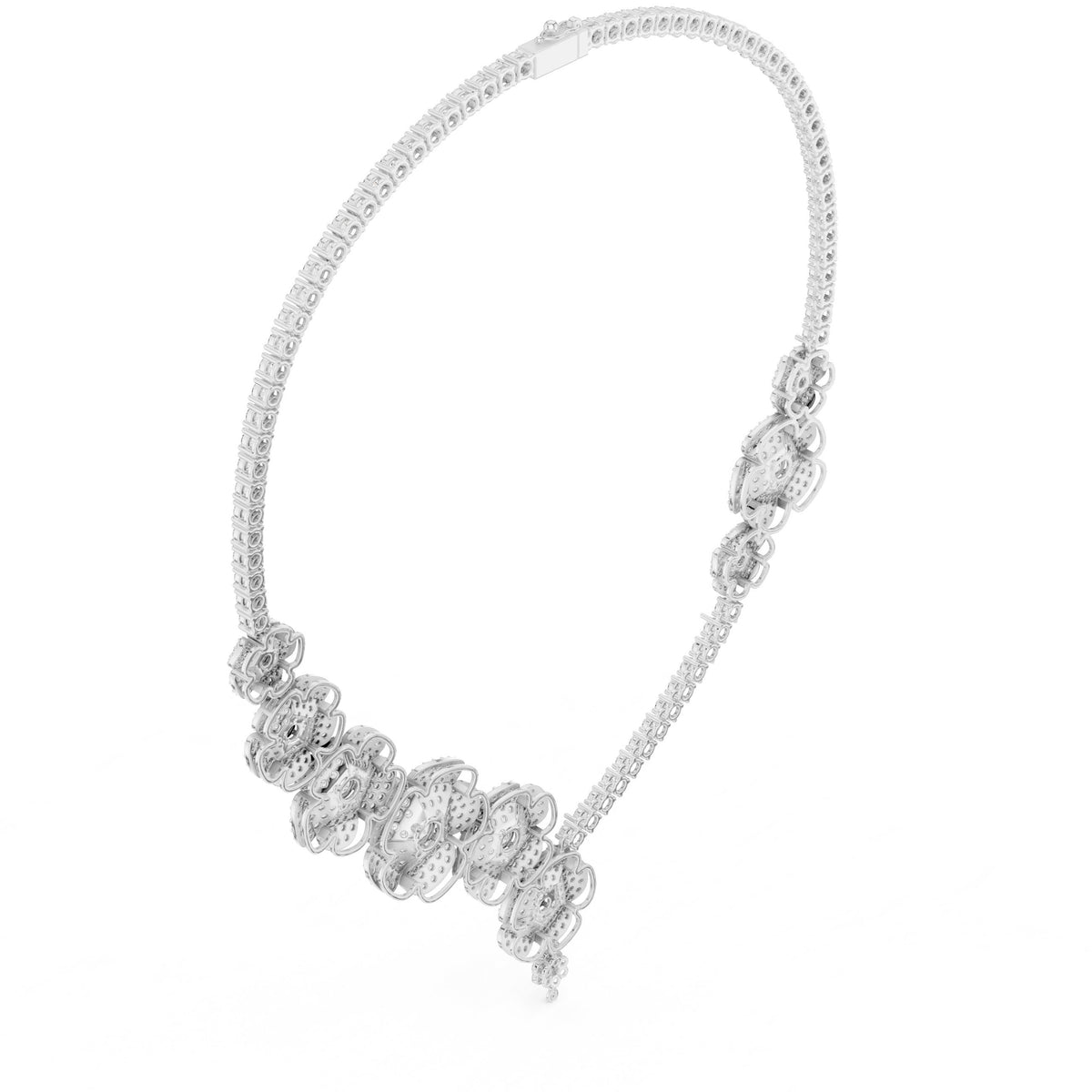 عقد لافت بزهرة من ألماس الباڤيه in White Gold - VYKA Diamonds