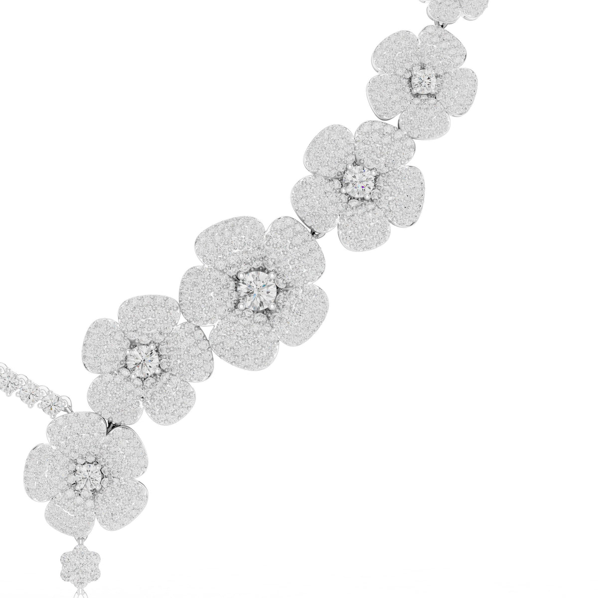 Pave Flower Diamond Statement Necklace