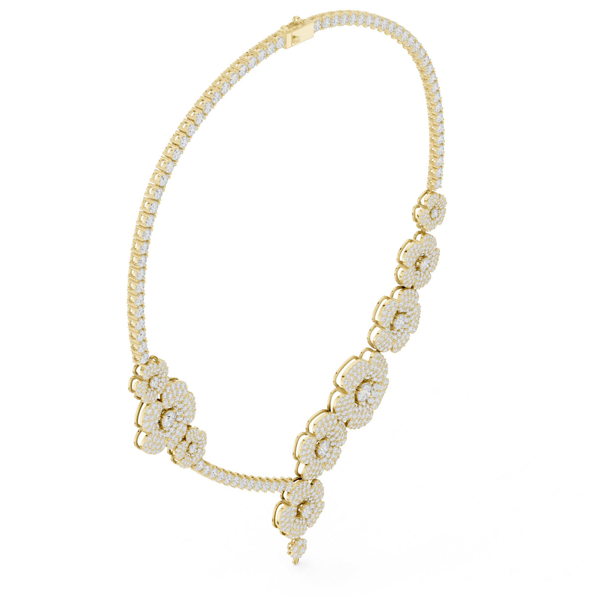 Pave Flower Diamond Statement Necklace