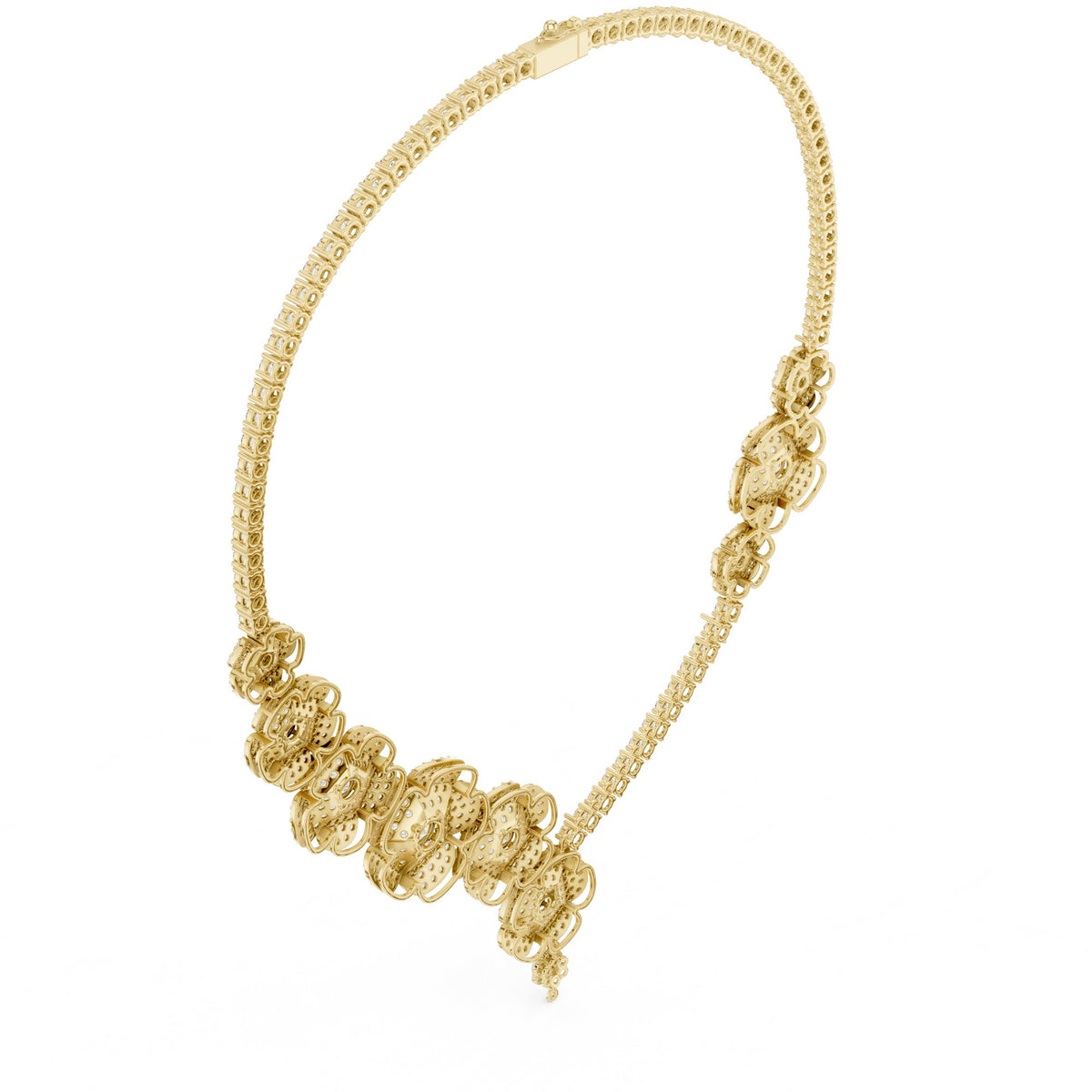 Pave Flower Diamond Statement Necklace