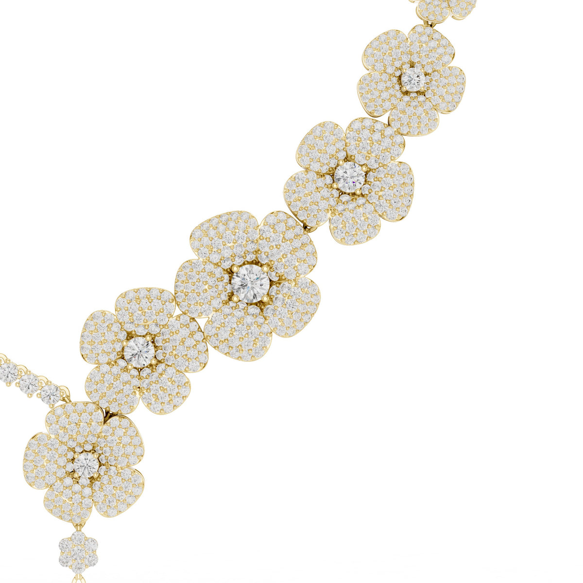 Pave Flower Diamond Statement Necklace