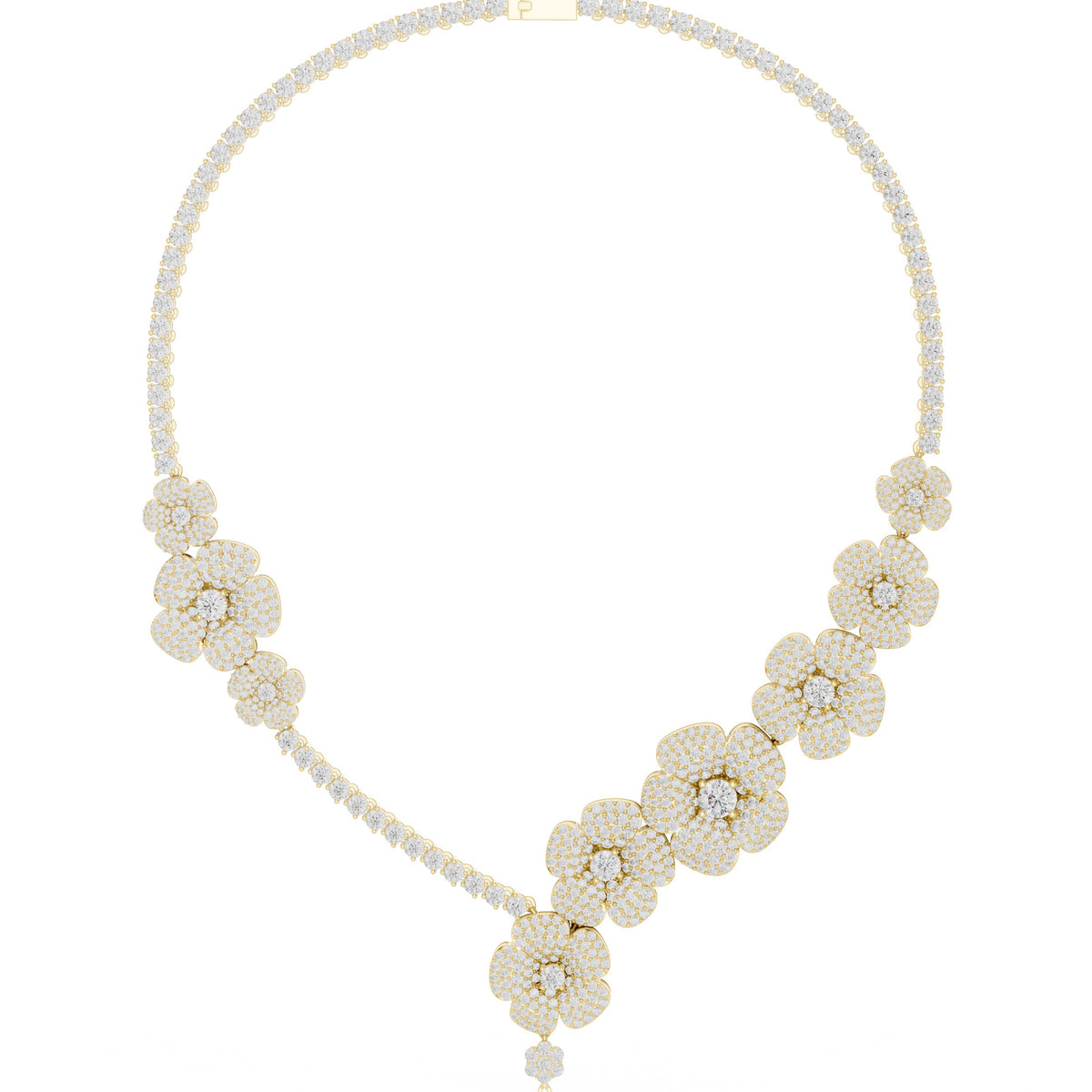 عقد لافت بزهرة من ألماس الباڤيه in Yellow Gold - VYKA Diamonds