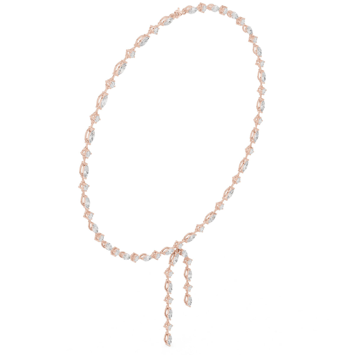 Marquise and Round Diamond Lariat Necklace