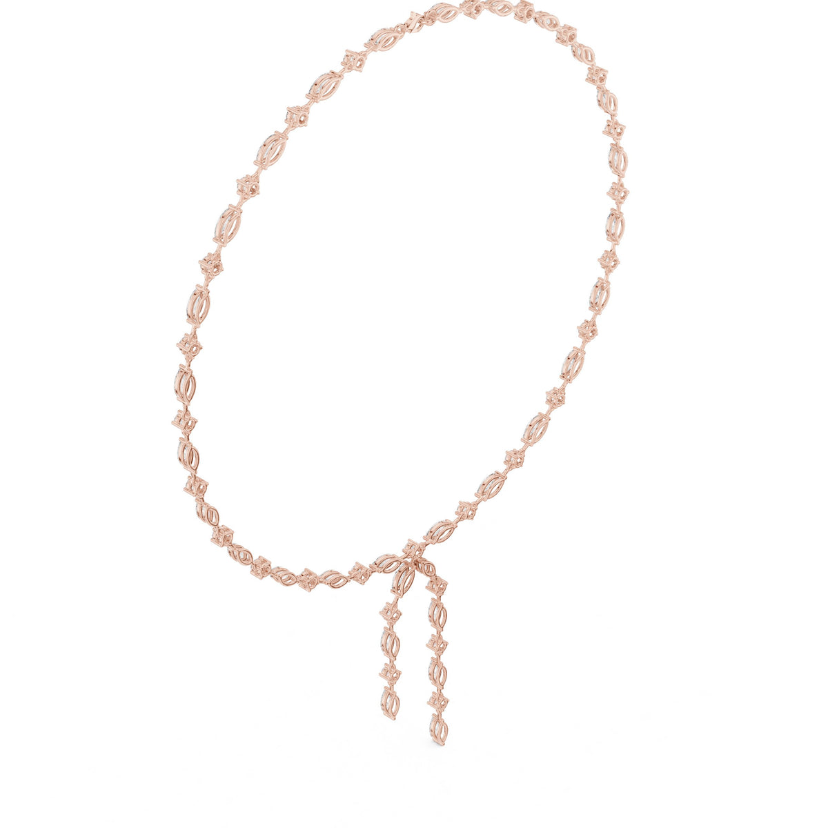 Marquise and Round Diamond Lariat Necklace